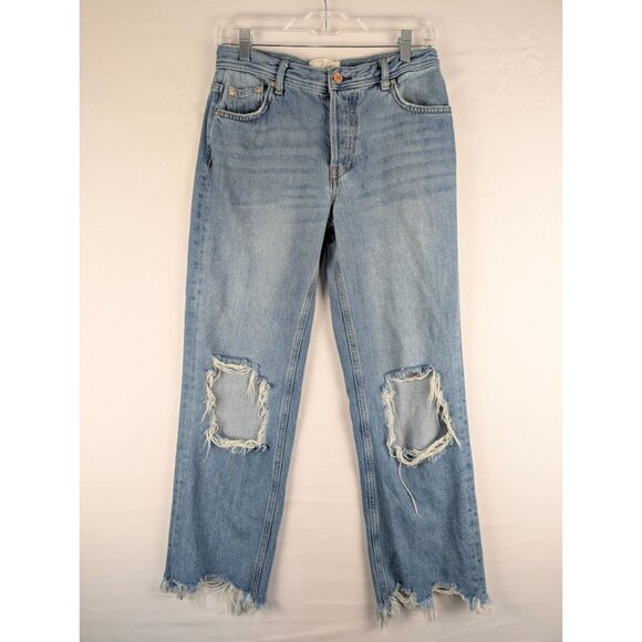 We The Free Jeans Womens 26 Blue Maggie Button Fly Distressed Denim - Picture 1 of 11
